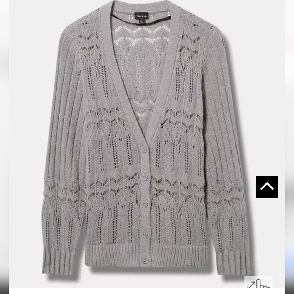 NWT Torrid Women's Grey Sweater Pointelle Cardigan V-Neck Sweater Size 3x